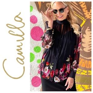 Camilla Mirror Mirror Silk Raglan Sleeve Button up Blouse Small